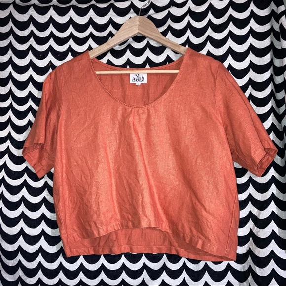 Me and Arrow made in USA linen blend tee sz L - Picture 1 of 3